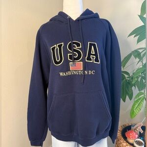 Navy Blue Embroidered USA Hoodie